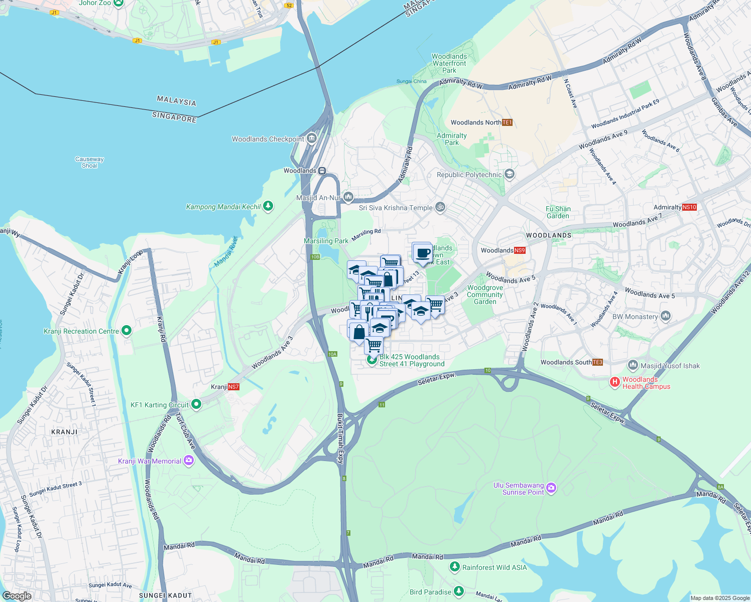 map of restaurants, bars, coffee shops, grocery stores, and more near in Singapore
