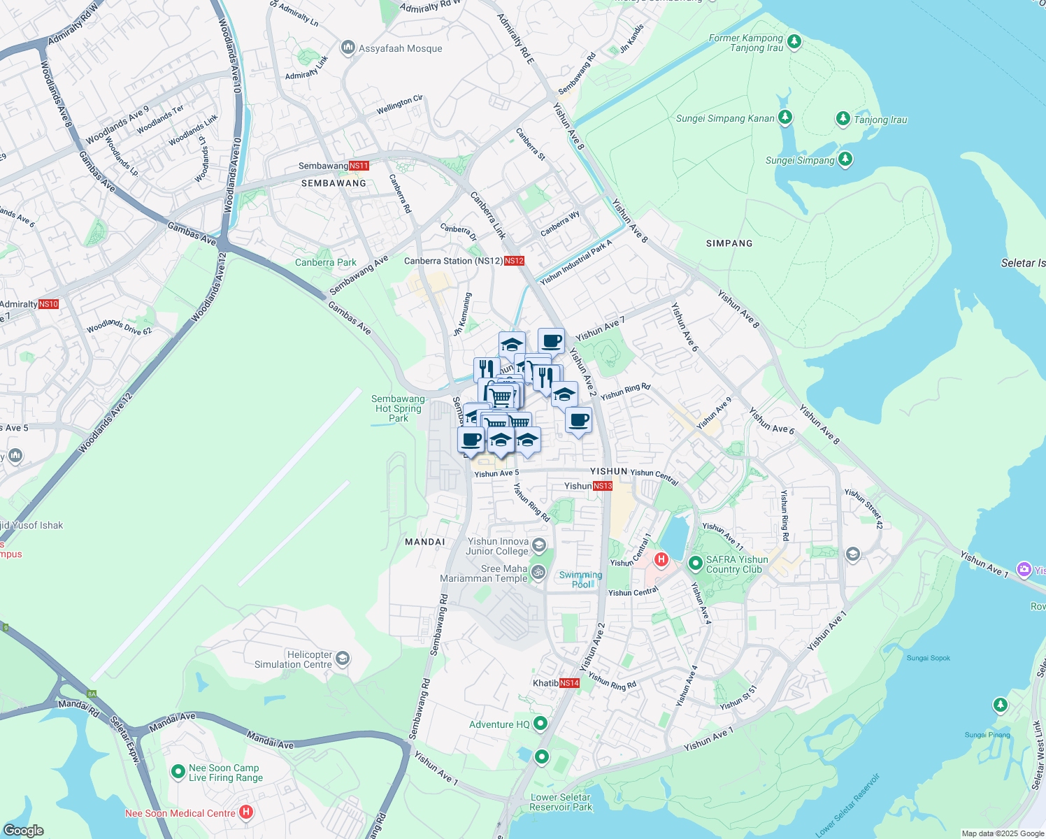 map of restaurants, bars, coffee shops, grocery stores, and more near in Singapore