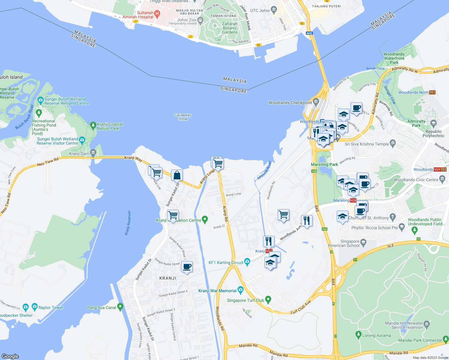 map of restaurants, bars, coffee shops, grocery stores, and more near in Singapore