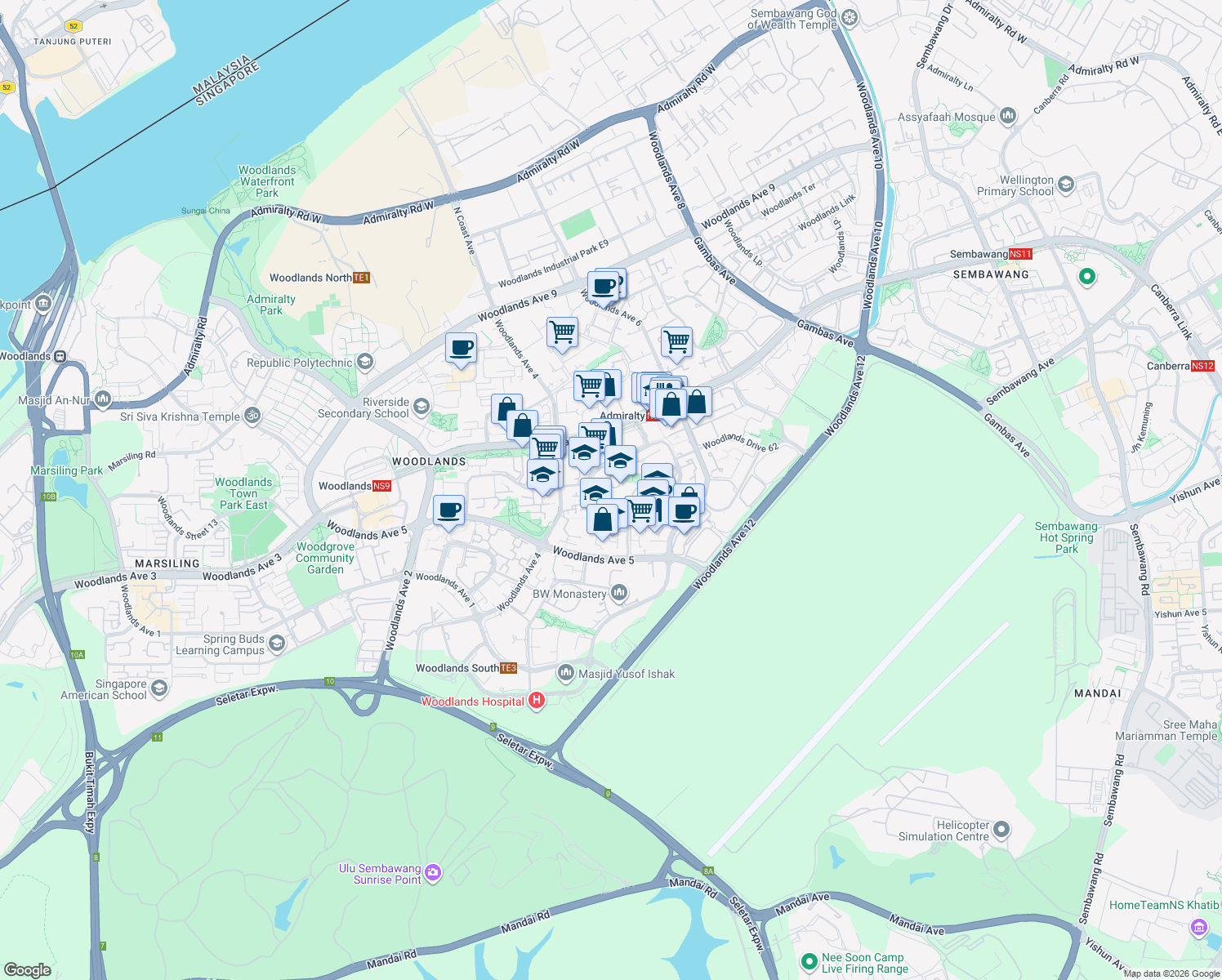 map of restaurants, bars, coffee shops, grocery stores, and more near in Singapore