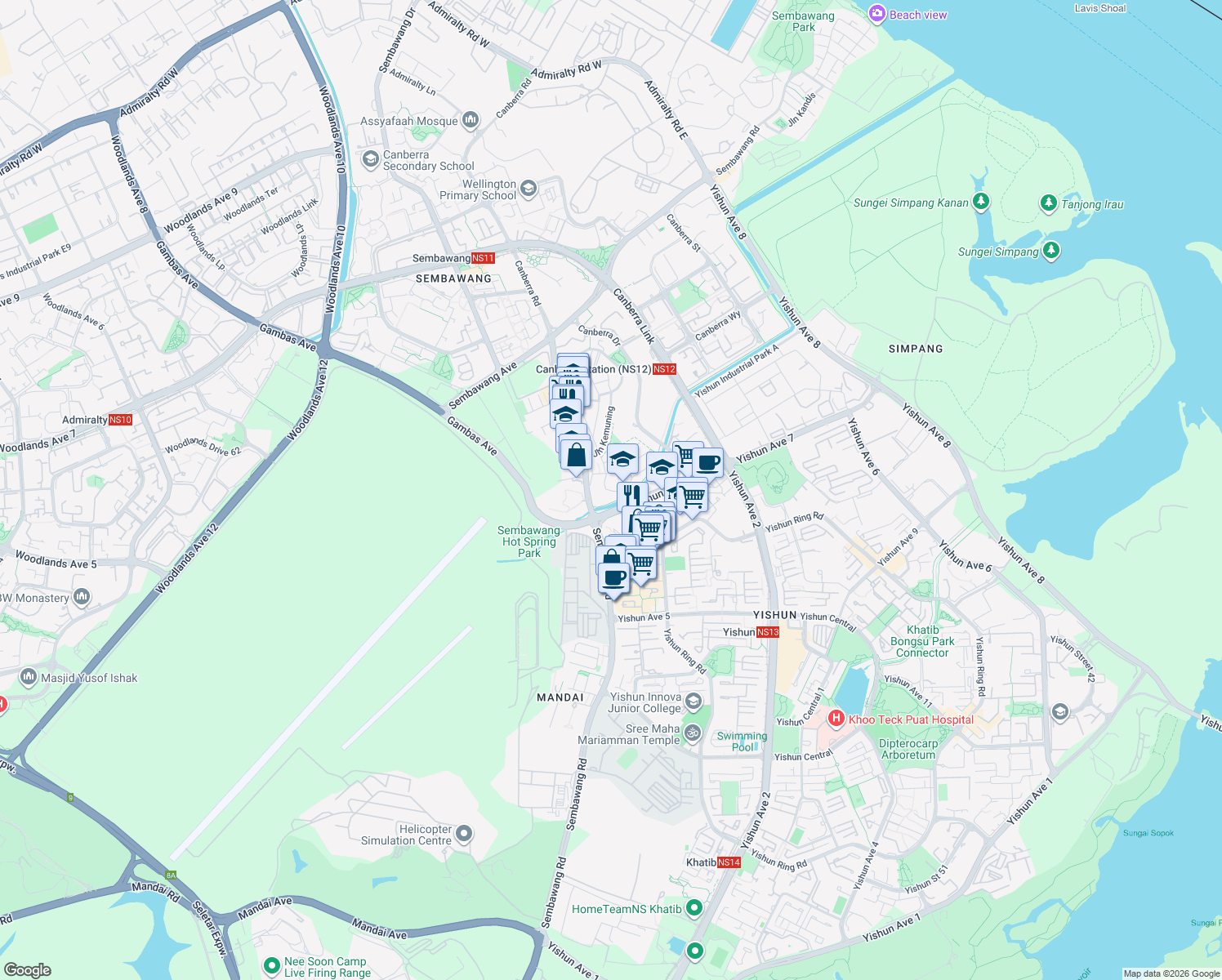 map of restaurants, bars, coffee shops, grocery stores, and more near in Singapore