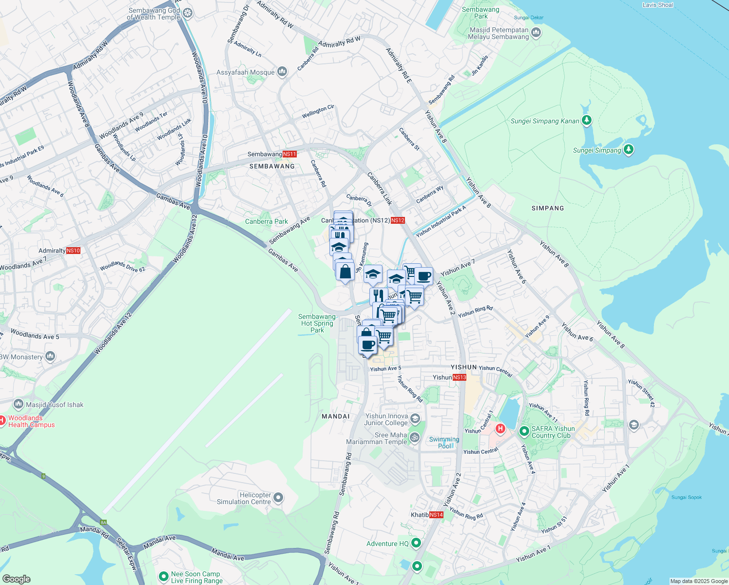 map of restaurants, bars, coffee shops, grocery stores, and more near in Singapore