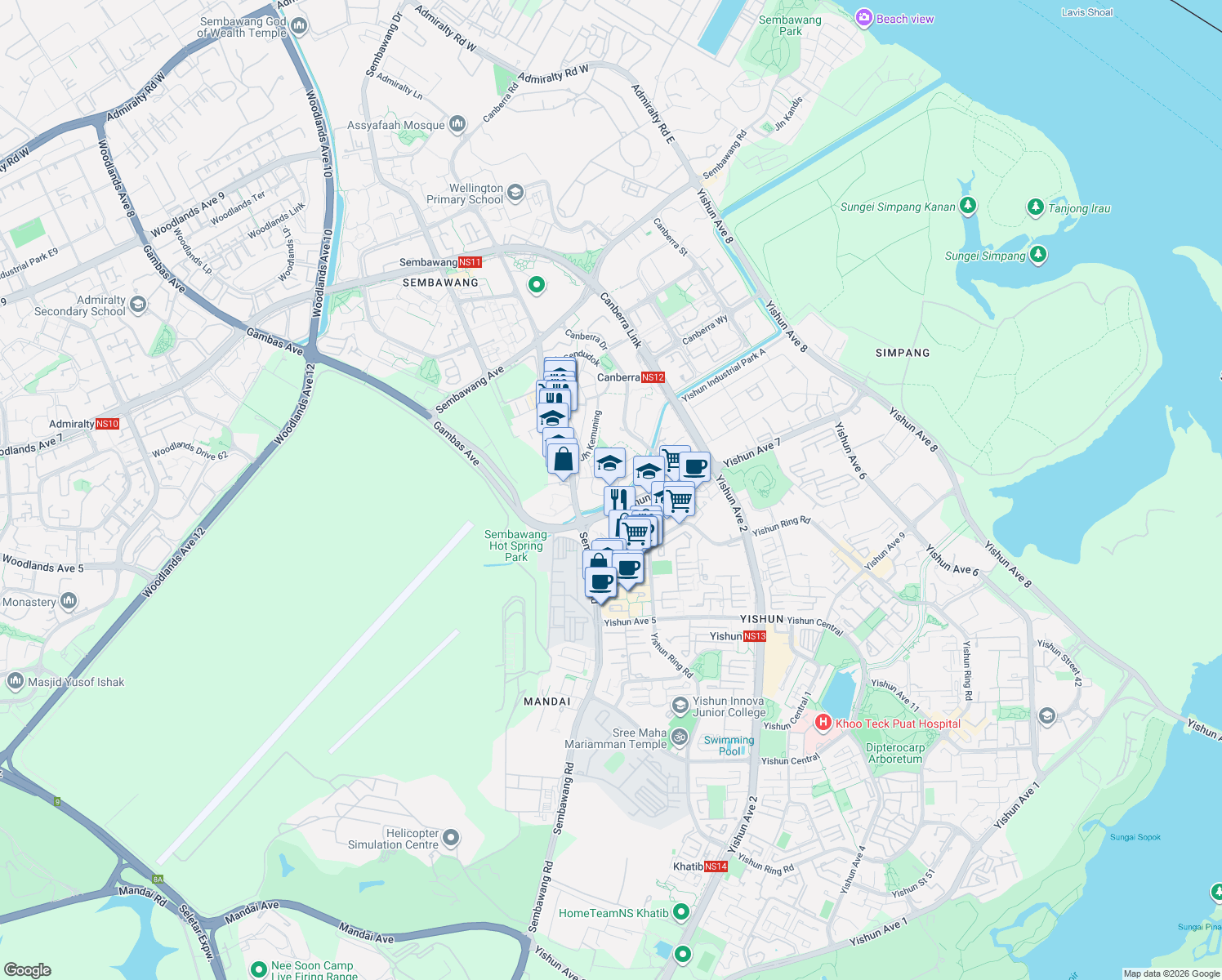 map of restaurants, bars, coffee shops, grocery stores, and more near in Singapore