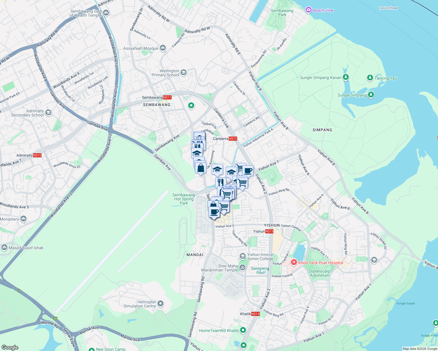 map of restaurants, bars, coffee shops, grocery stores, and more near in Singapore