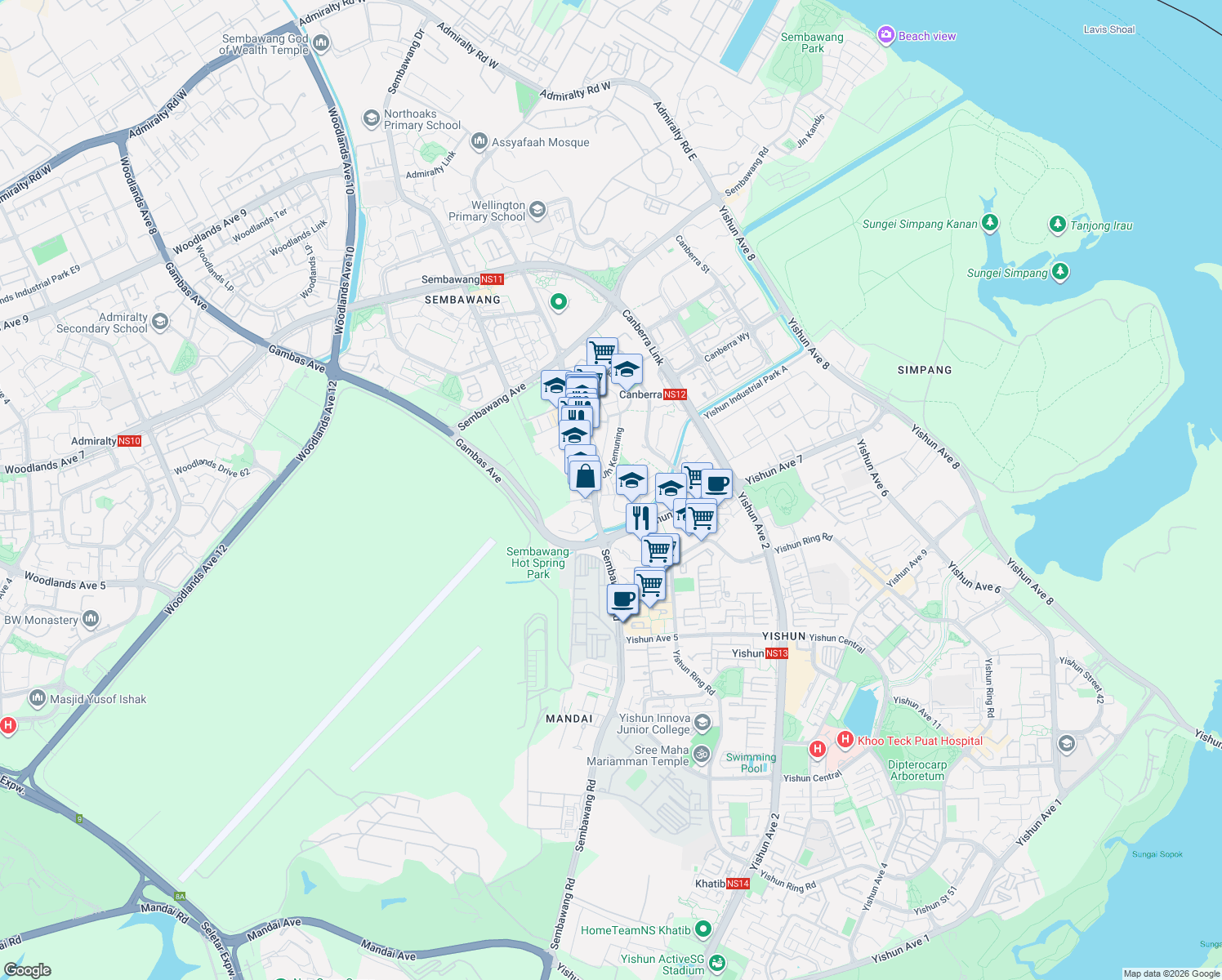 map of restaurants, bars, coffee shops, grocery stores, and more near in Singapore