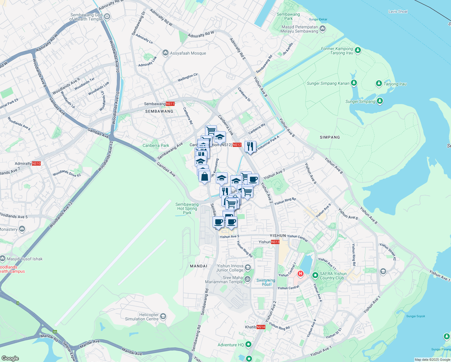 map of restaurants, bars, coffee shops, grocery stores, and more near in Singapore