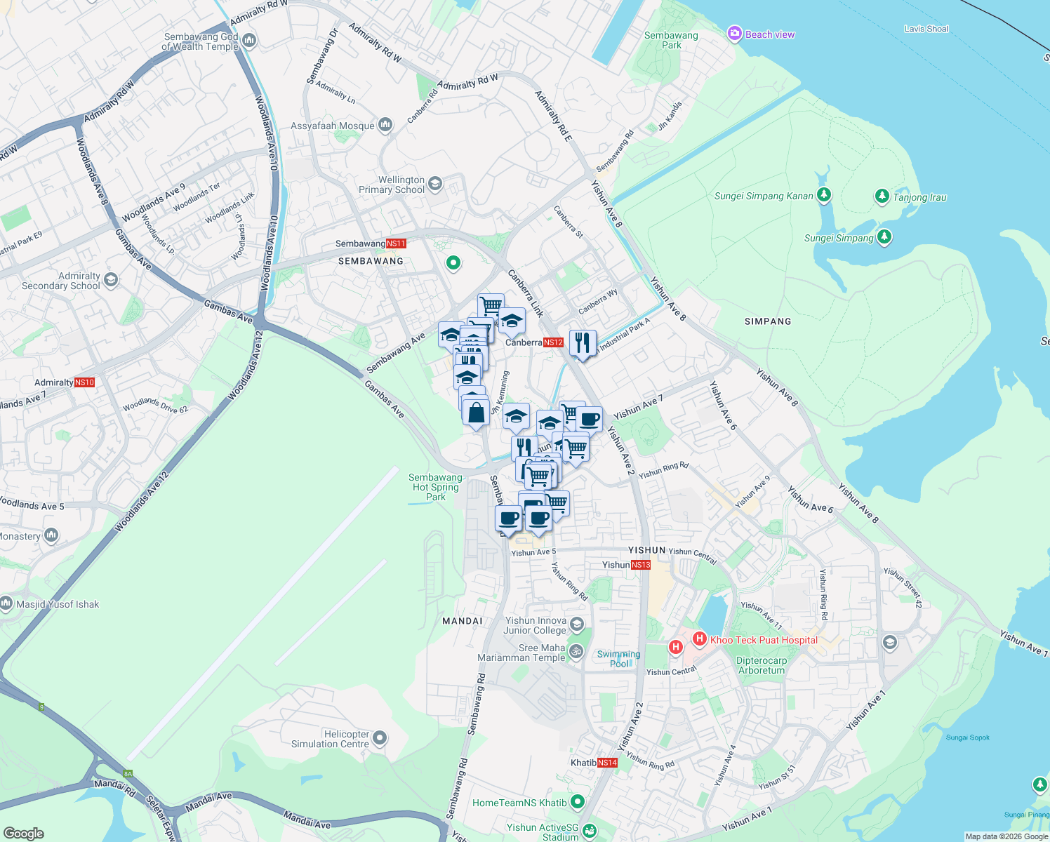 map of restaurants, bars, coffee shops, grocery stores, and more near in Singapore