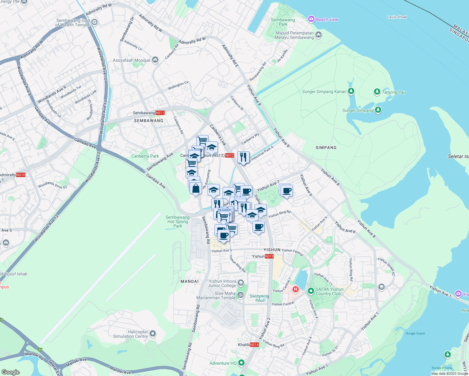 map of restaurants, bars, coffee shops, grocery stores, and more near in Singapore