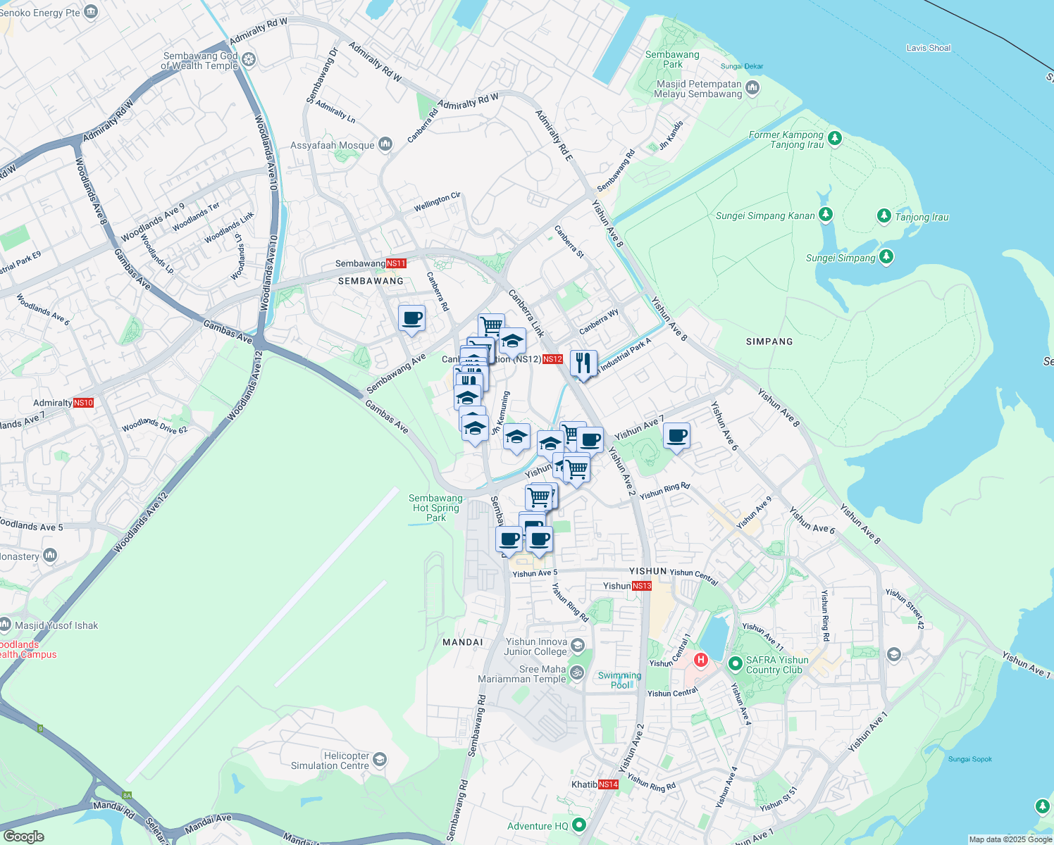 map of restaurants, bars, coffee shops, grocery stores, and more near in Singapore