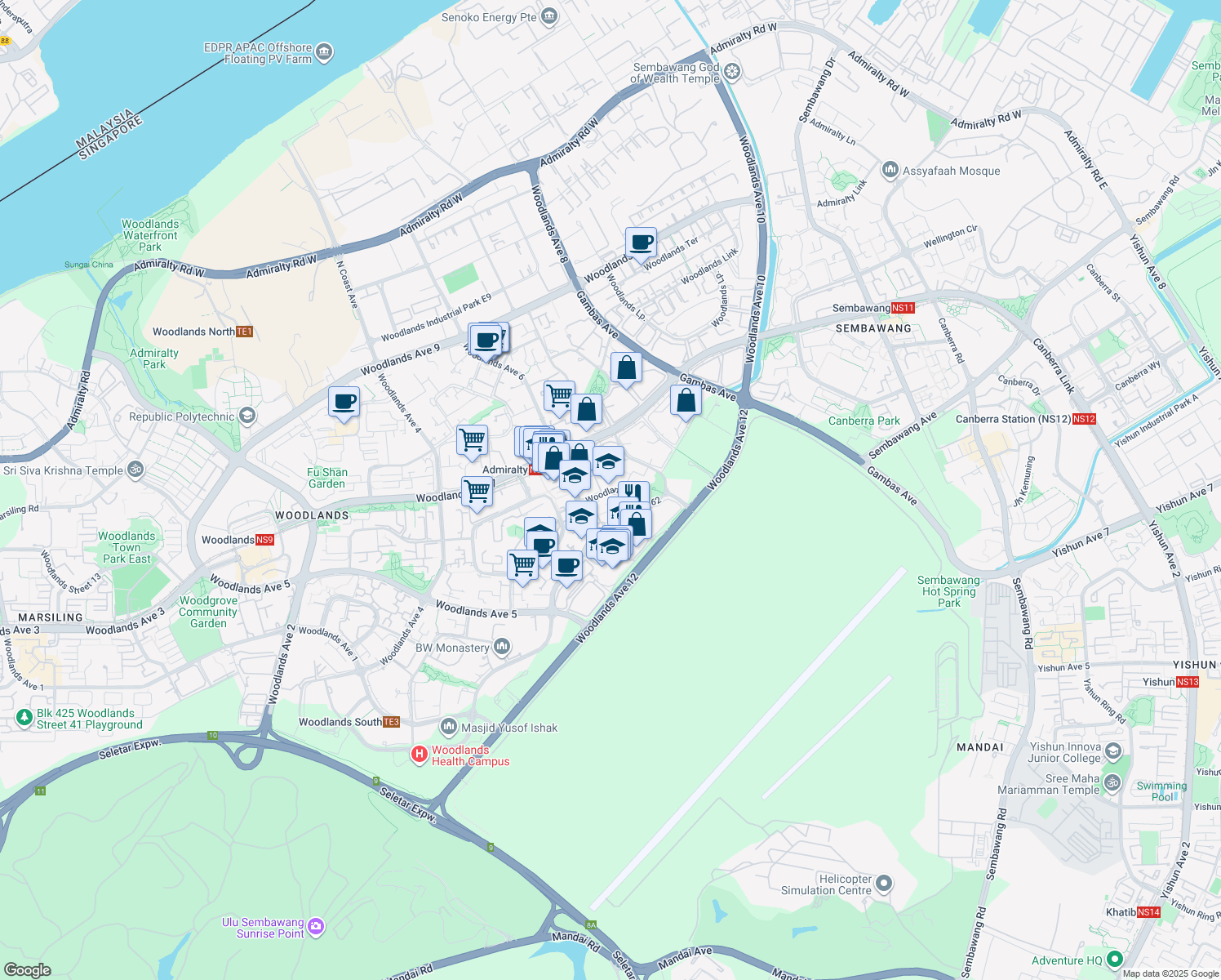 map of restaurants, bars, coffee shops, grocery stores, and more near in Singapore