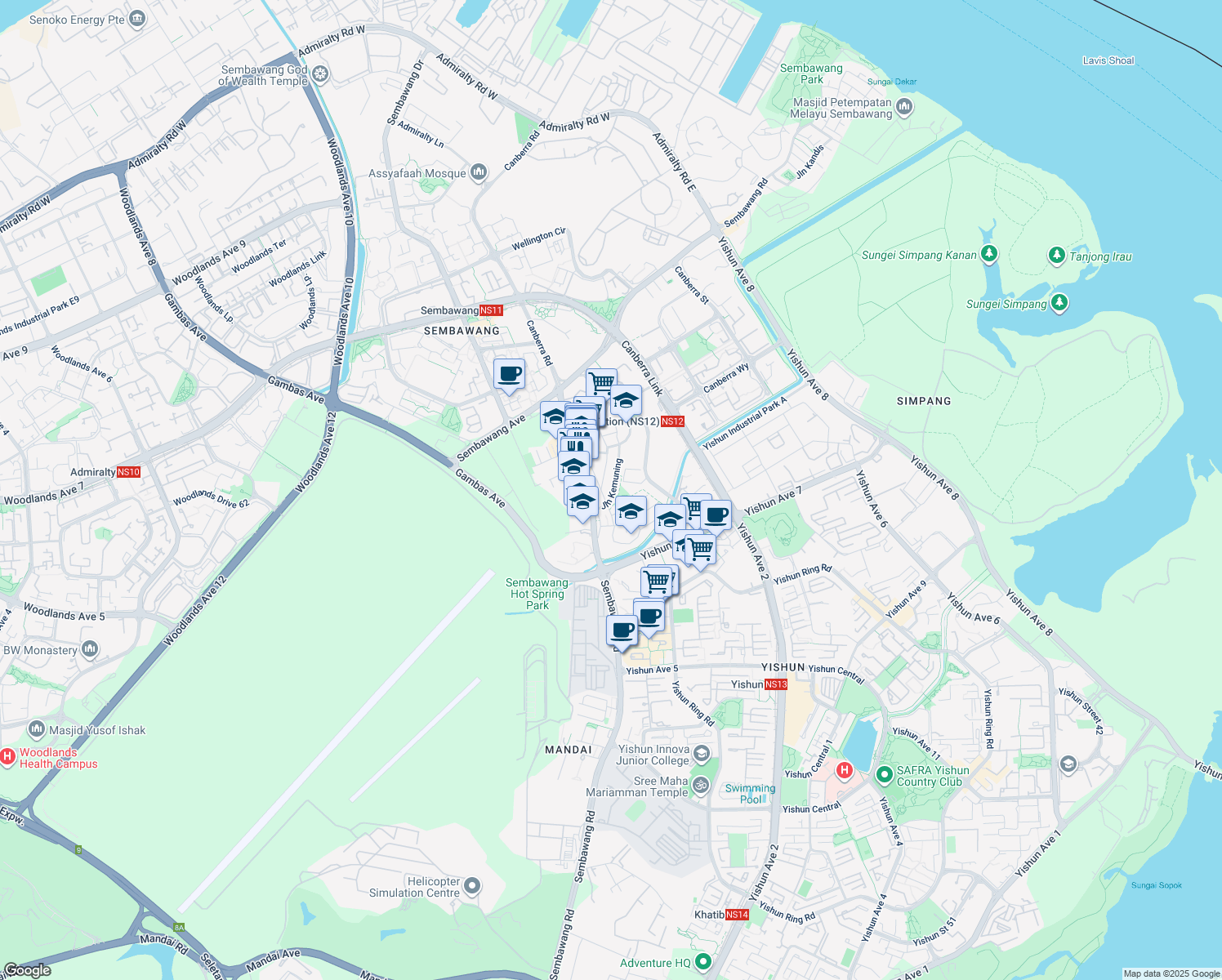 map of restaurants, bars, coffee shops, grocery stores, and more near in Singapore