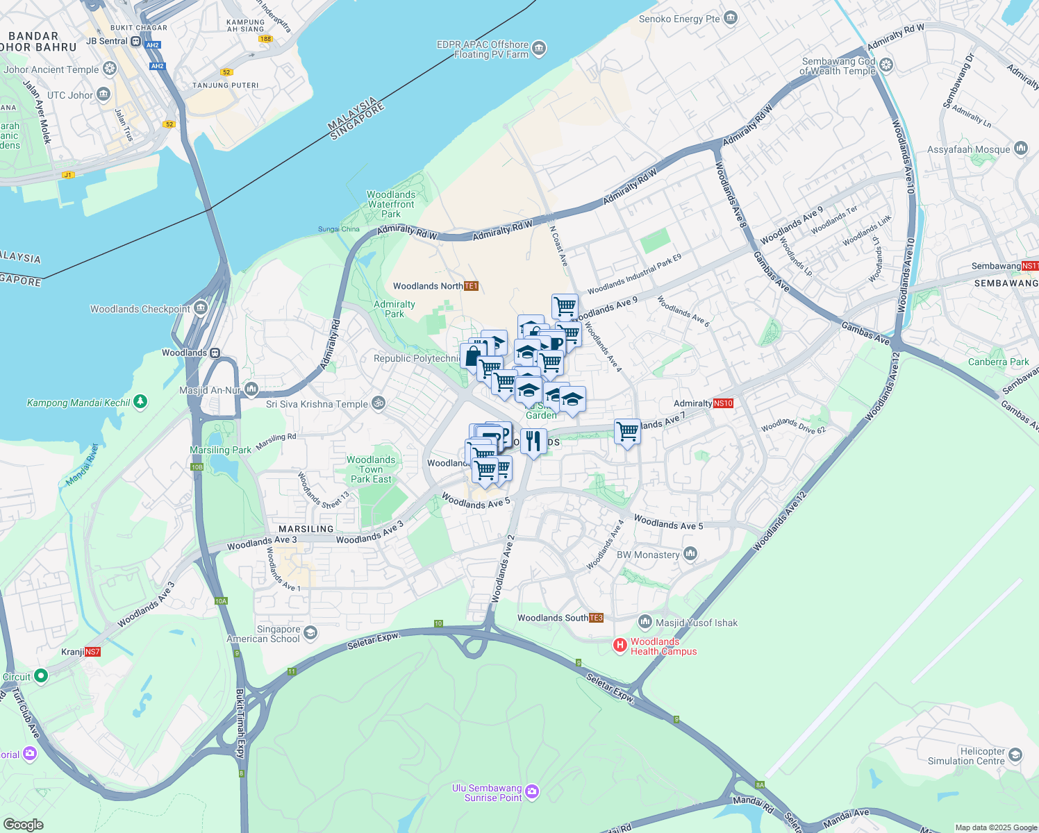 map of restaurants, bars, coffee shops, grocery stores, and more near in Singapore