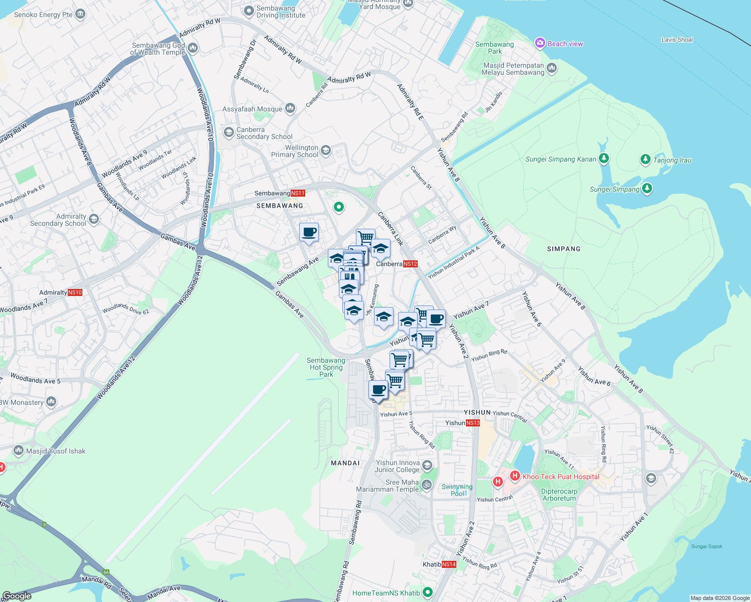 map of restaurants, bars, coffee shops, grocery stores, and more near in Singapore