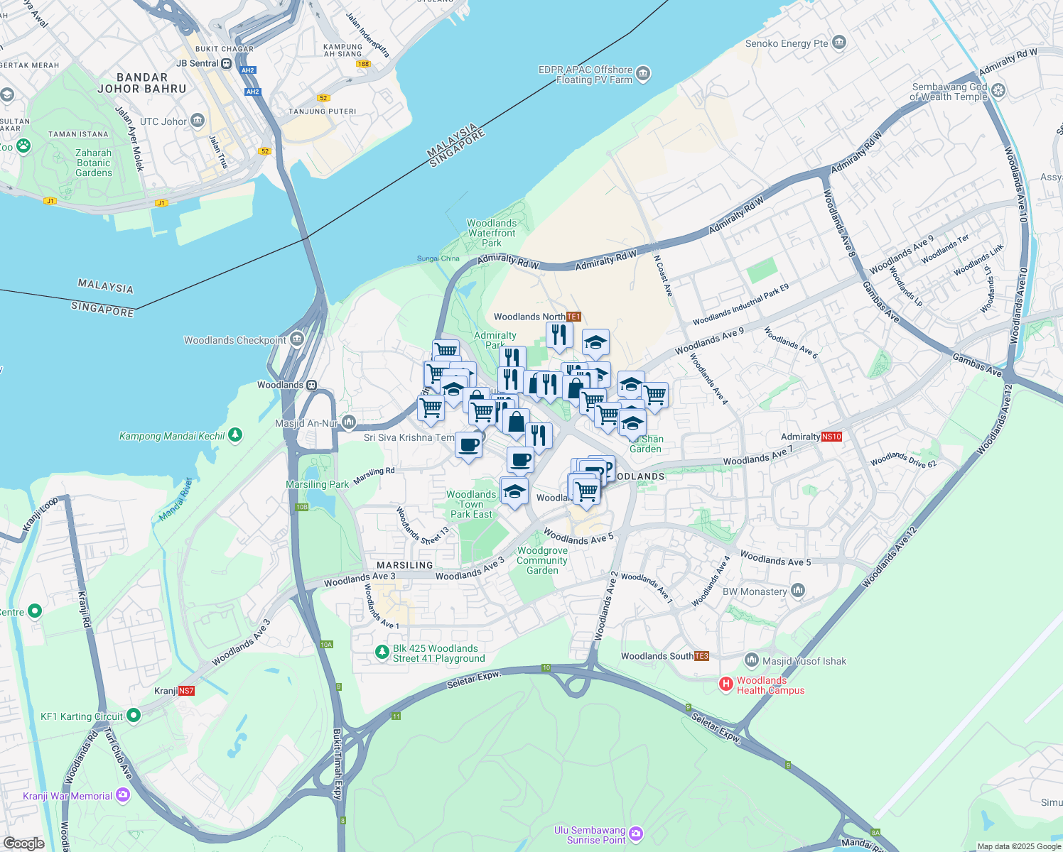 map of restaurants, bars, coffee shops, grocery stores, and more near in Singapore