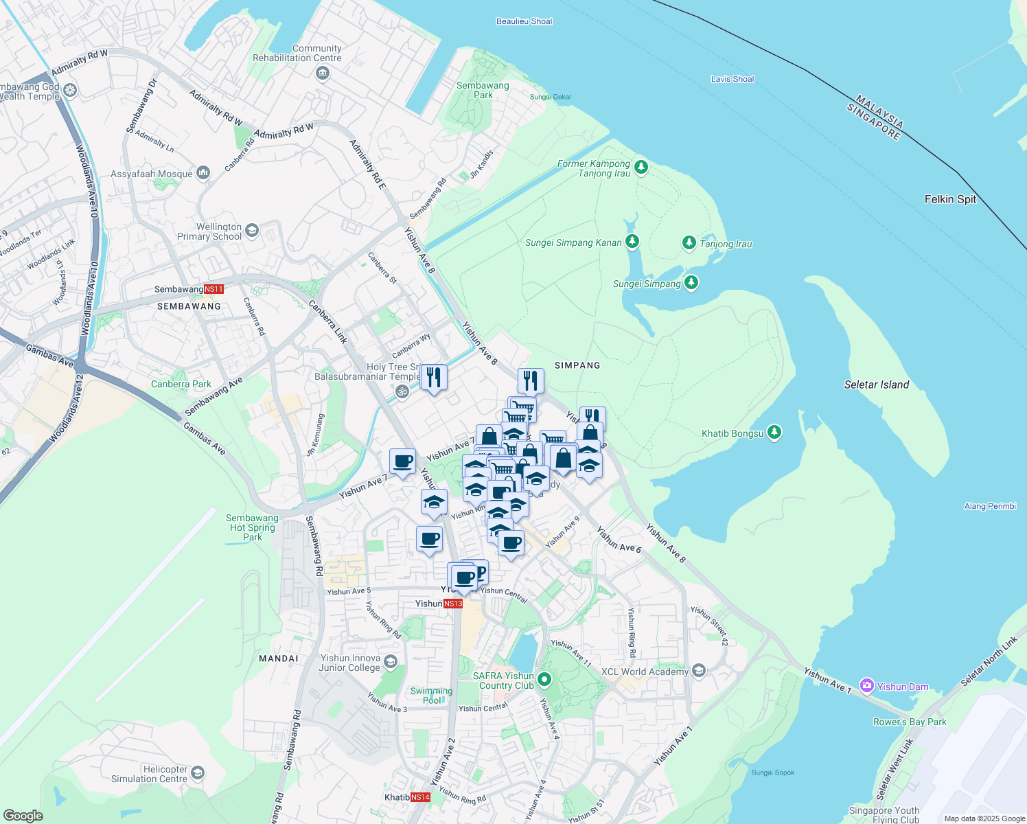 map of restaurants, bars, coffee shops, grocery stores, and more near in Singapore