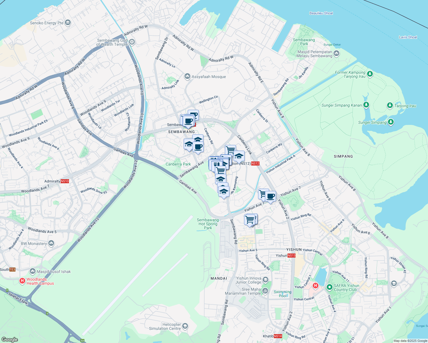 map of restaurants, bars, coffee shops, grocery stores, and more near in Singapore