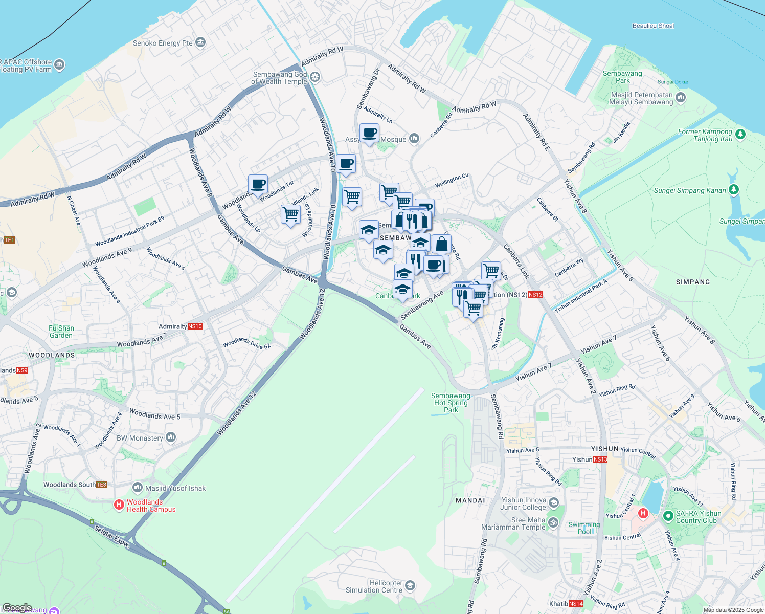 map of restaurants, bars, coffee shops, grocery stores, and more near in Singapore