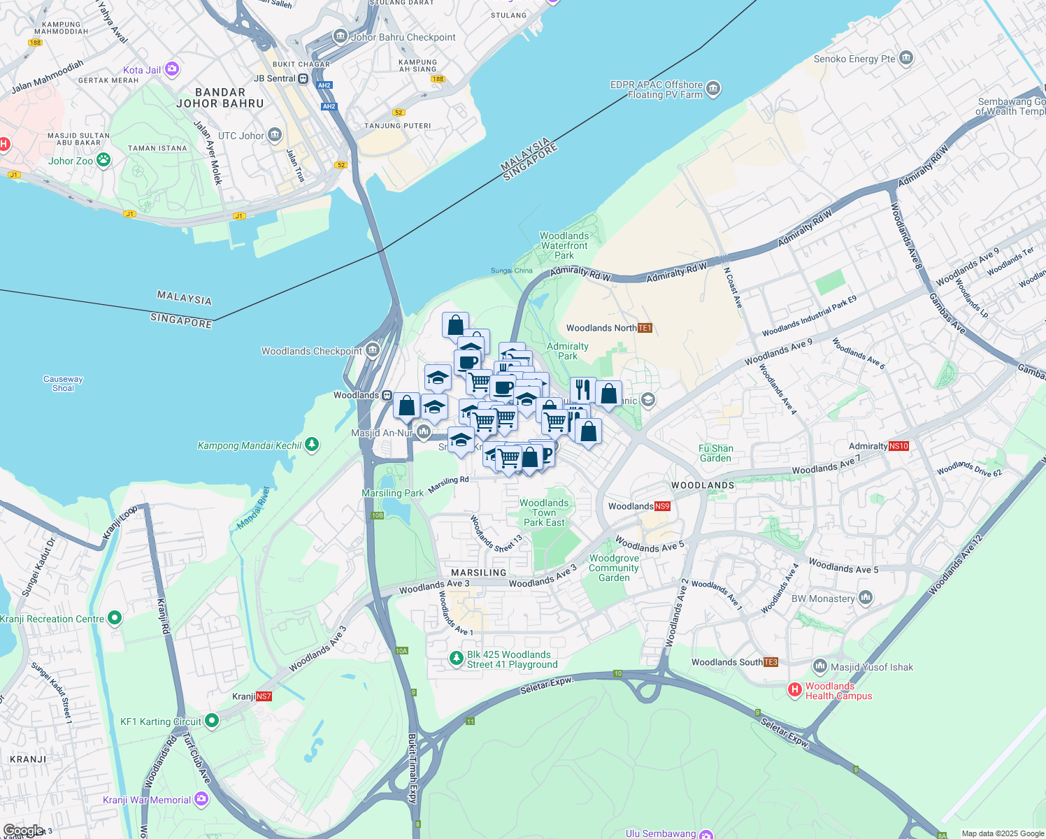 map of restaurants, bars, coffee shops, grocery stores, and more near in Singapore