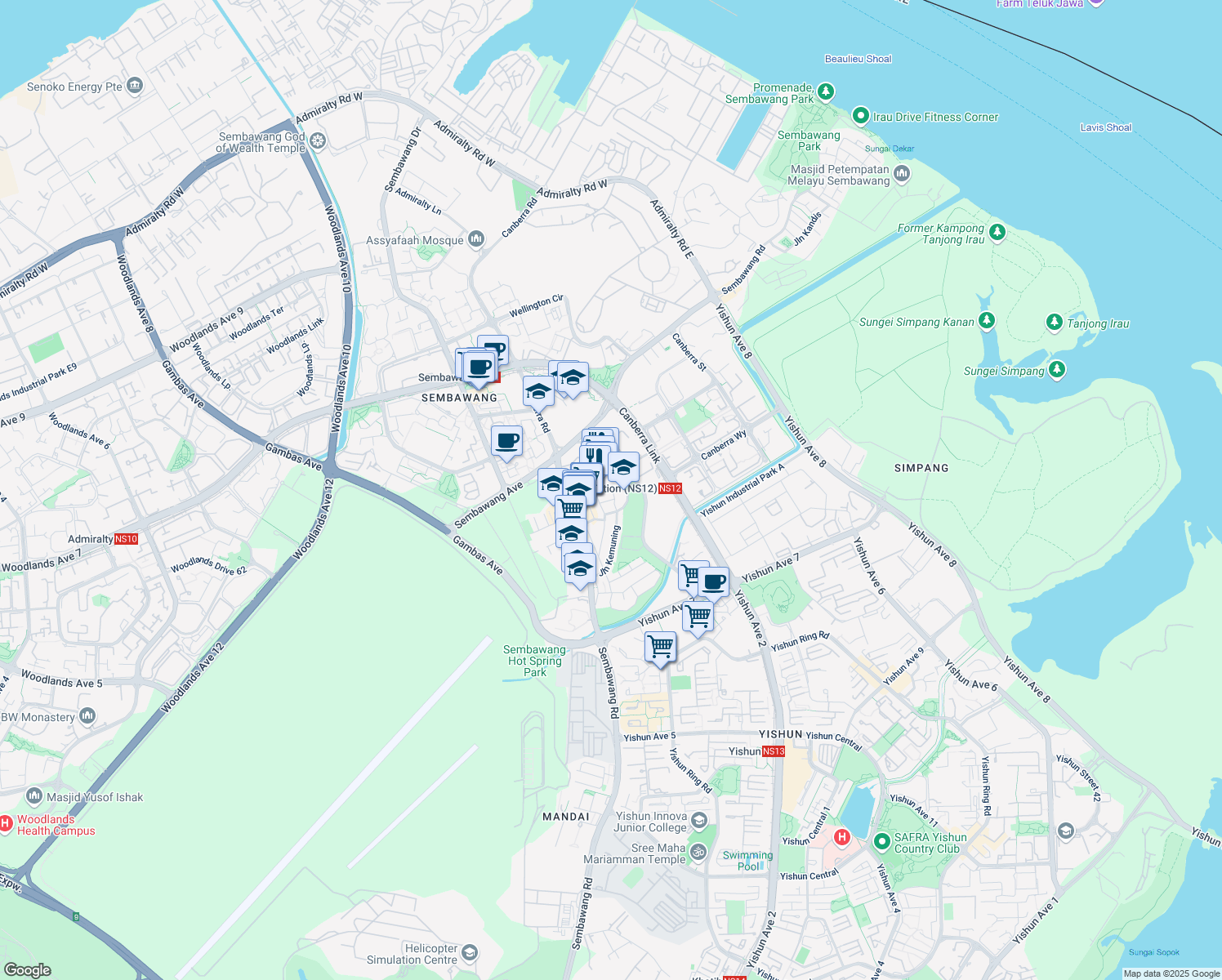 map of restaurants, bars, coffee shops, grocery stores, and more near in Singapore