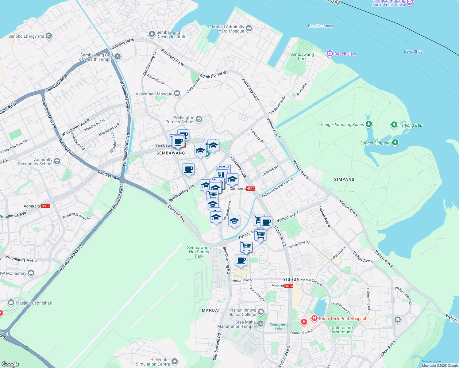 map of restaurants, bars, coffee shops, grocery stores, and more near in Singapore