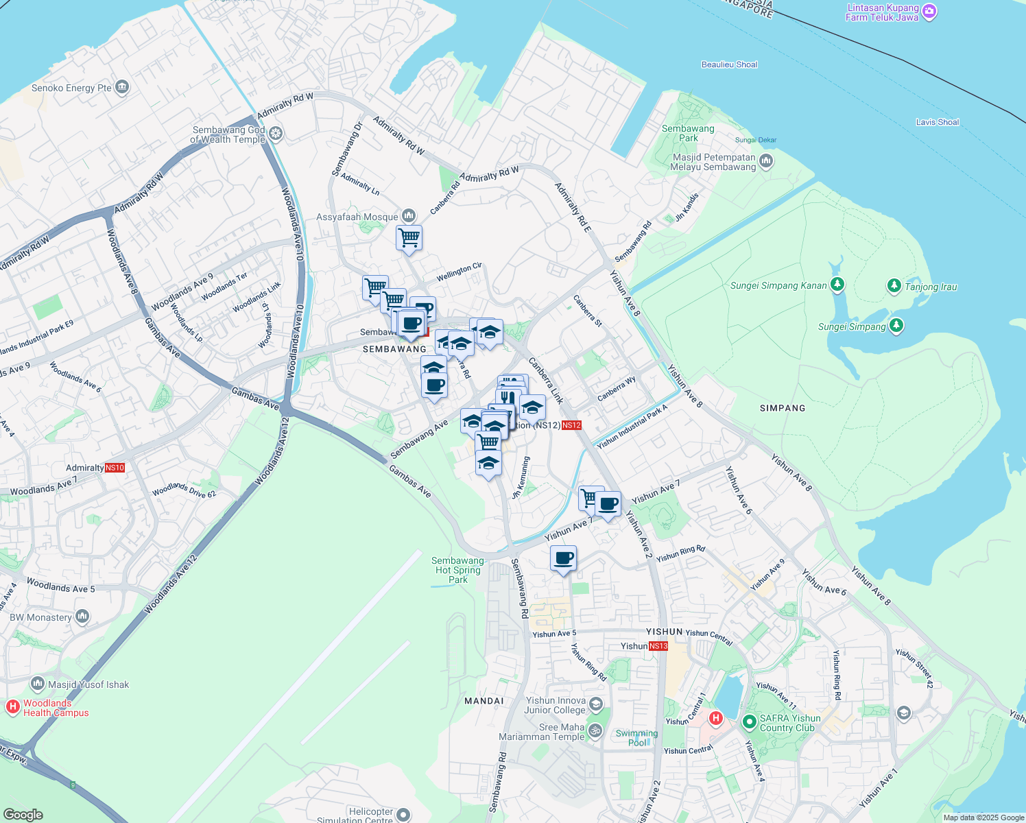map of restaurants, bars, coffee shops, grocery stores, and more near in Singapore