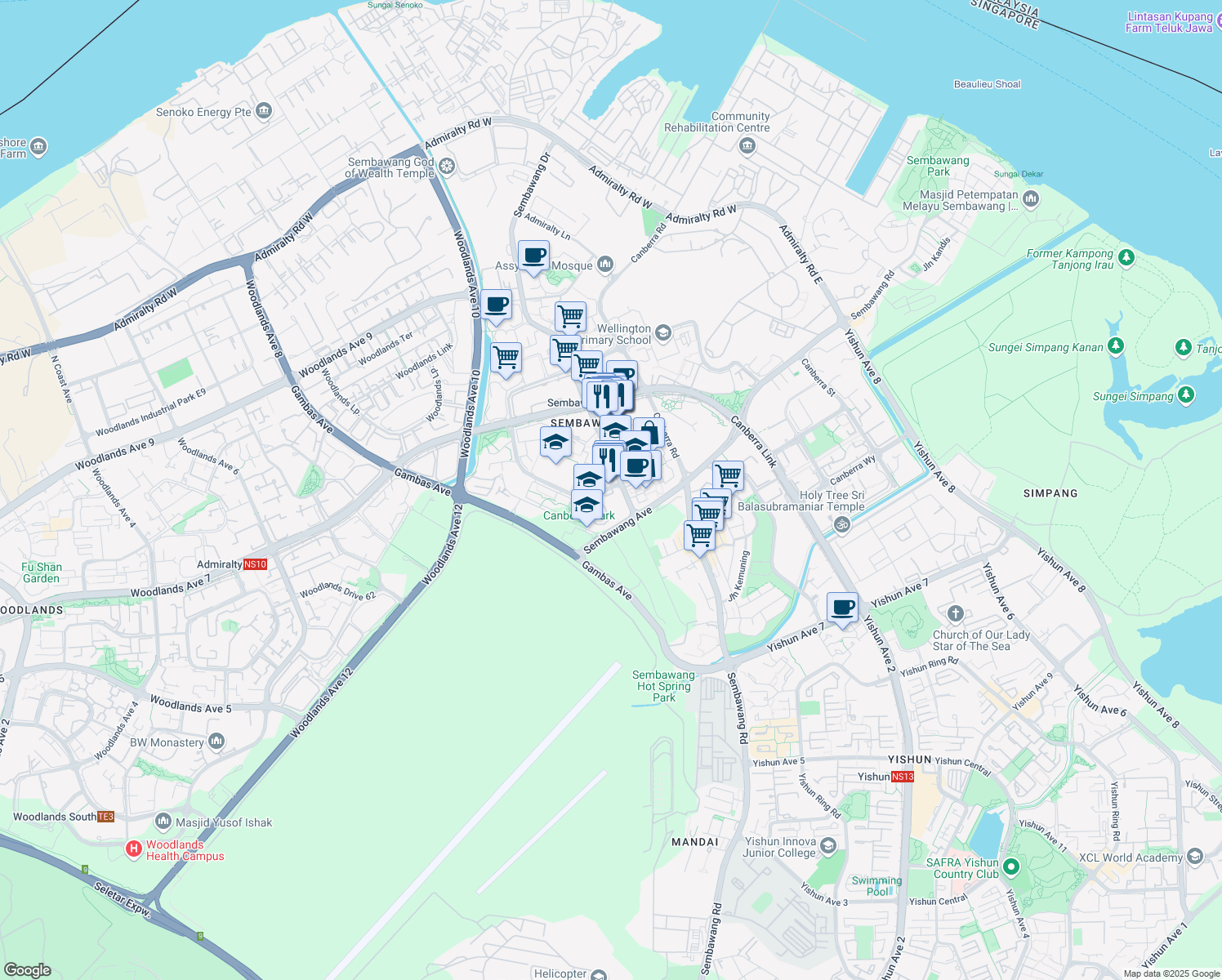 map of restaurants, bars, coffee shops, grocery stores, and more near in Singapore