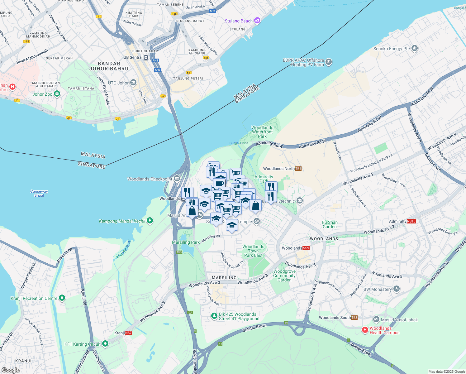 map of restaurants, bars, coffee shops, grocery stores, and more near in Singapore