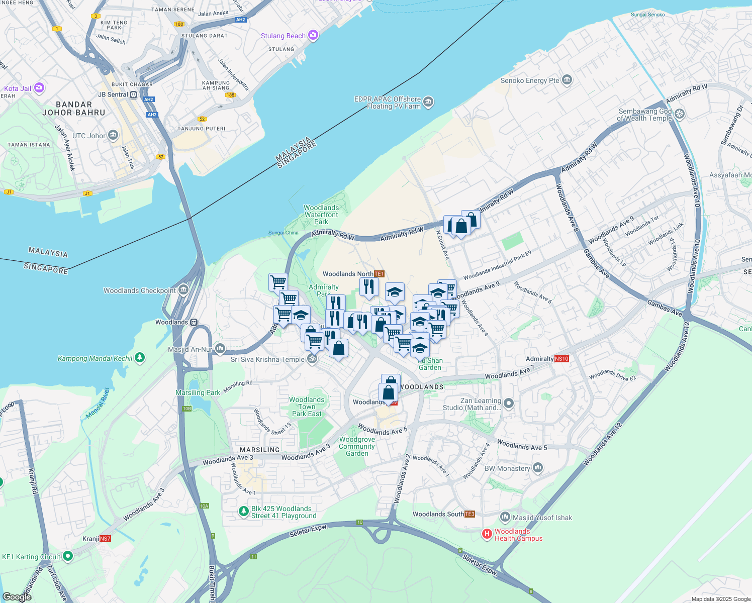 map of restaurants, bars, coffee shops, grocery stores, and more near in Singapore