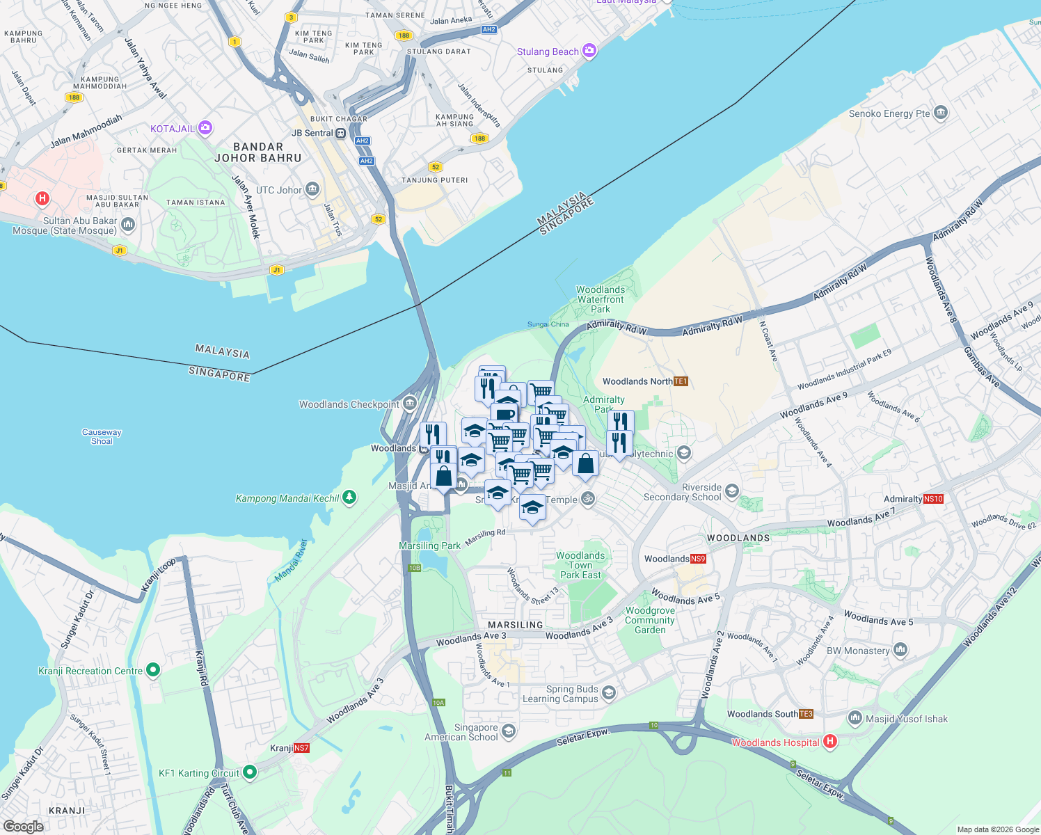 map of restaurants, bars, coffee shops, grocery stores, and more near in Singapore