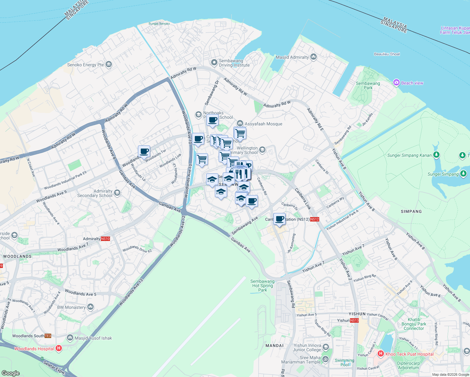 map of restaurants, bars, coffee shops, grocery stores, and more near in Singapore