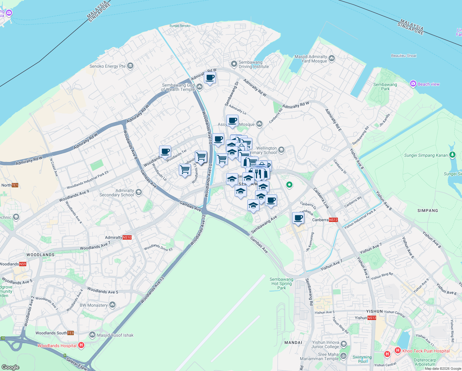 map of restaurants, bars, coffee shops, grocery stores, and more near in Singapore