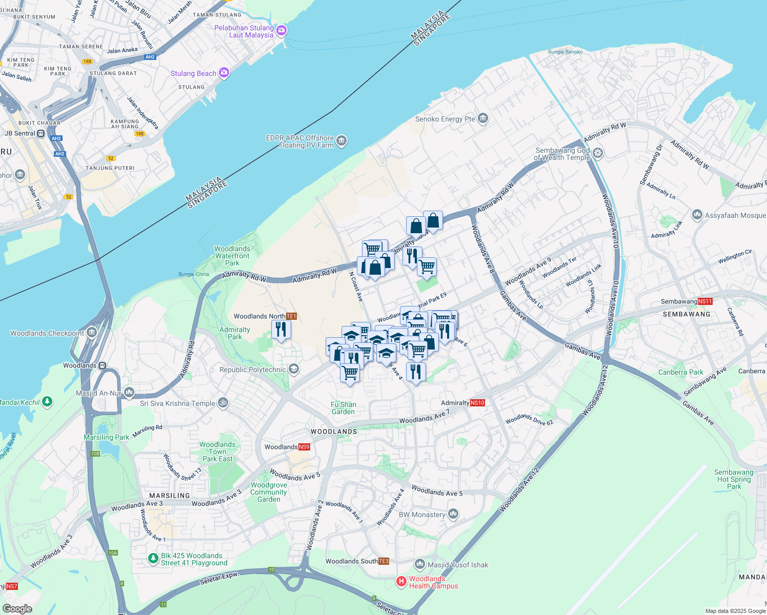 map of restaurants, bars, coffee shops, grocery stores, and more near in Singapore
