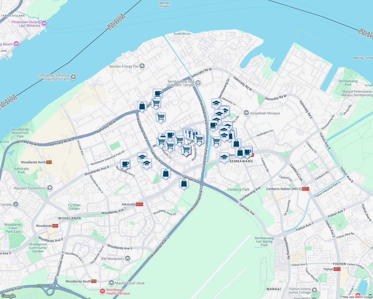 map of restaurants, bars, coffee shops, grocery stores, and more near in Singapore