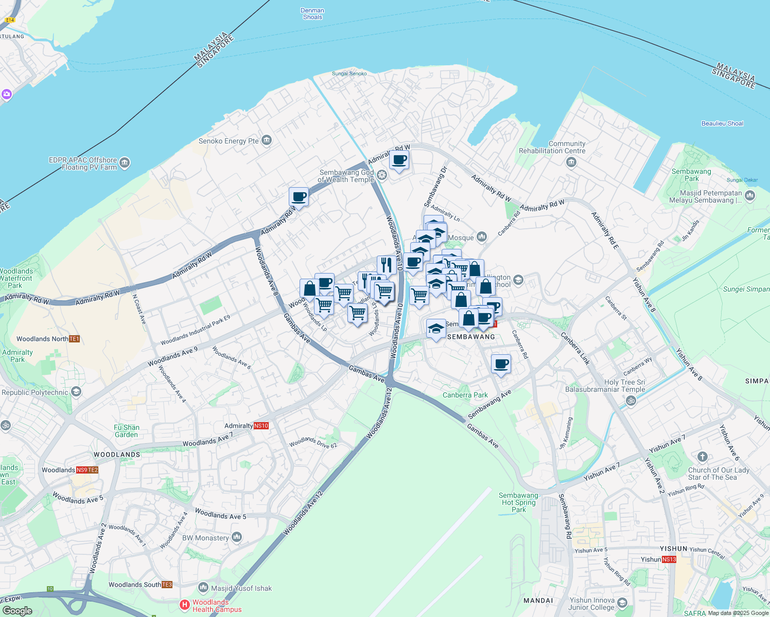 map of restaurants, bars, coffee shops, grocery stores, and more near in Singapore