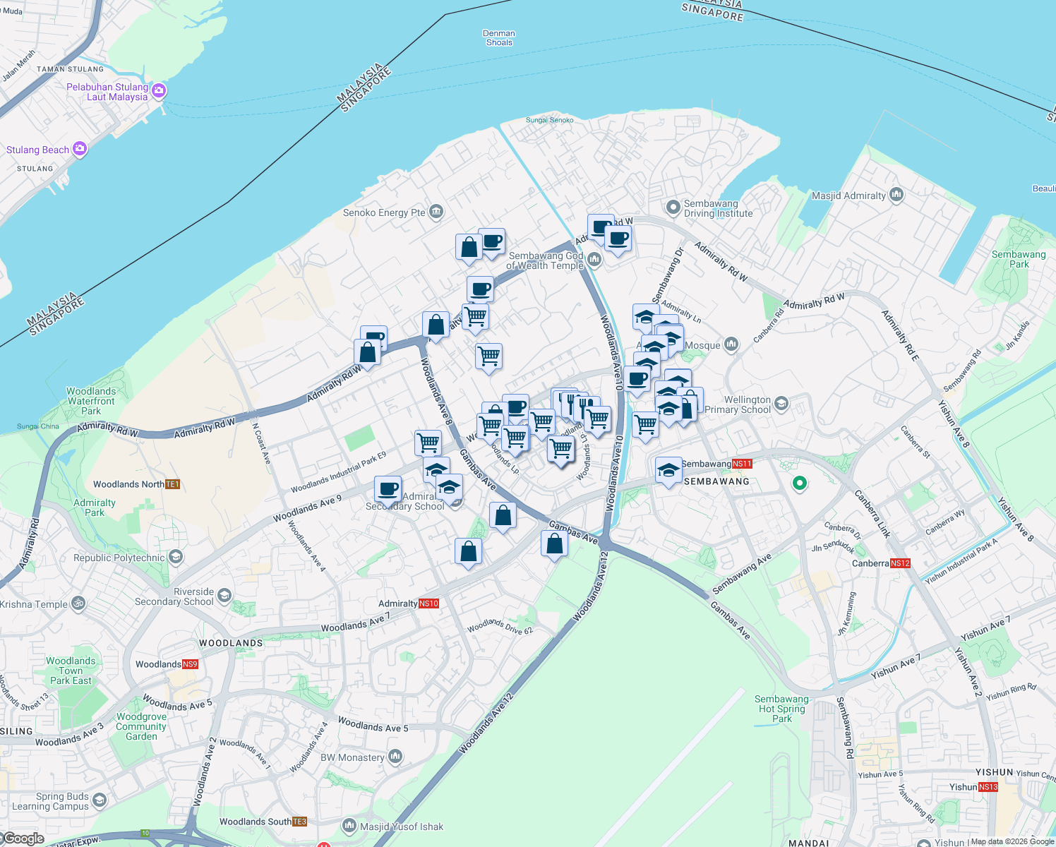 map of restaurants, bars, coffee shops, grocery stores, and more near in Singapore