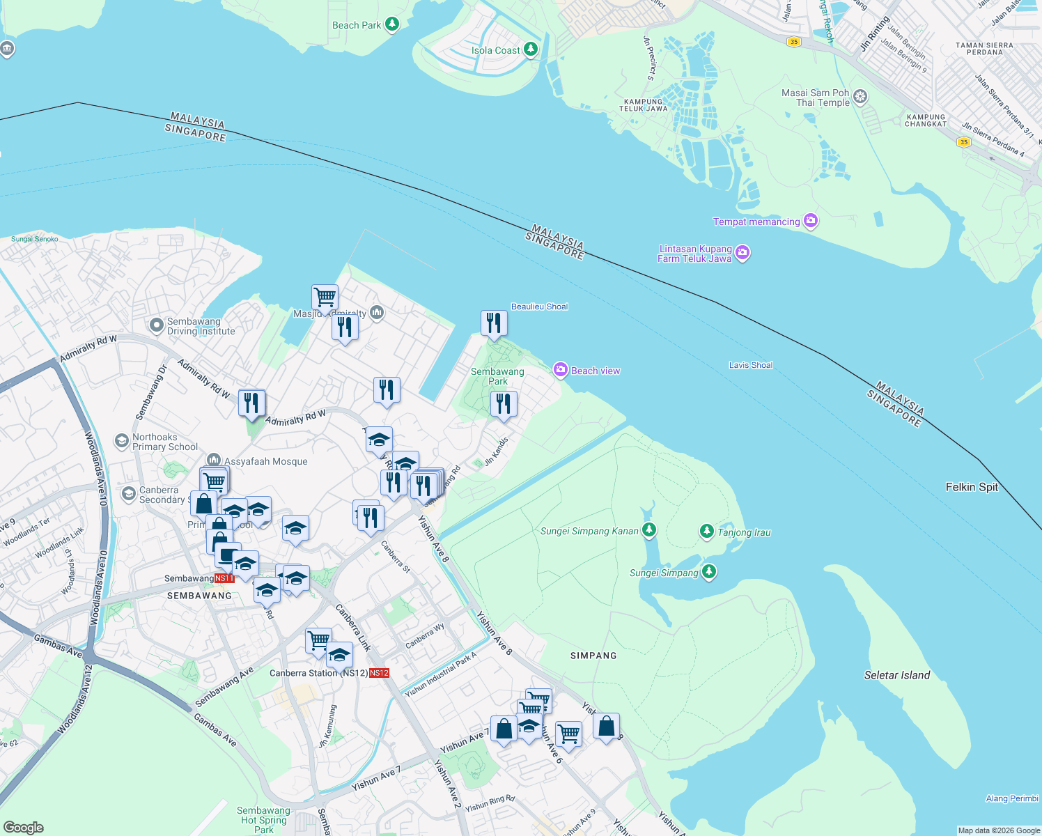 map of restaurants, bars, coffee shops, grocery stores, and more near in Singapore