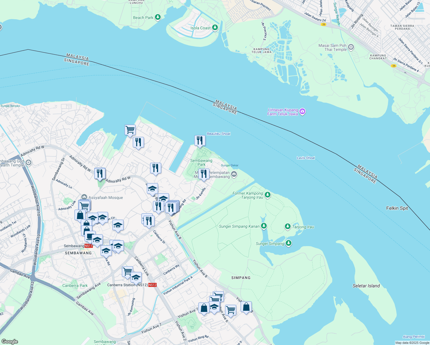map of restaurants, bars, coffee shops, grocery stores, and more near in Singapore