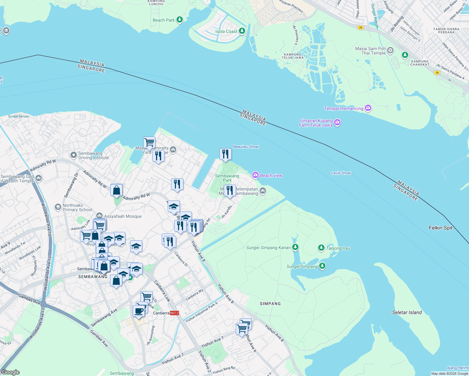 map of restaurants, bars, coffee shops, grocery stores, and more near in Singapore