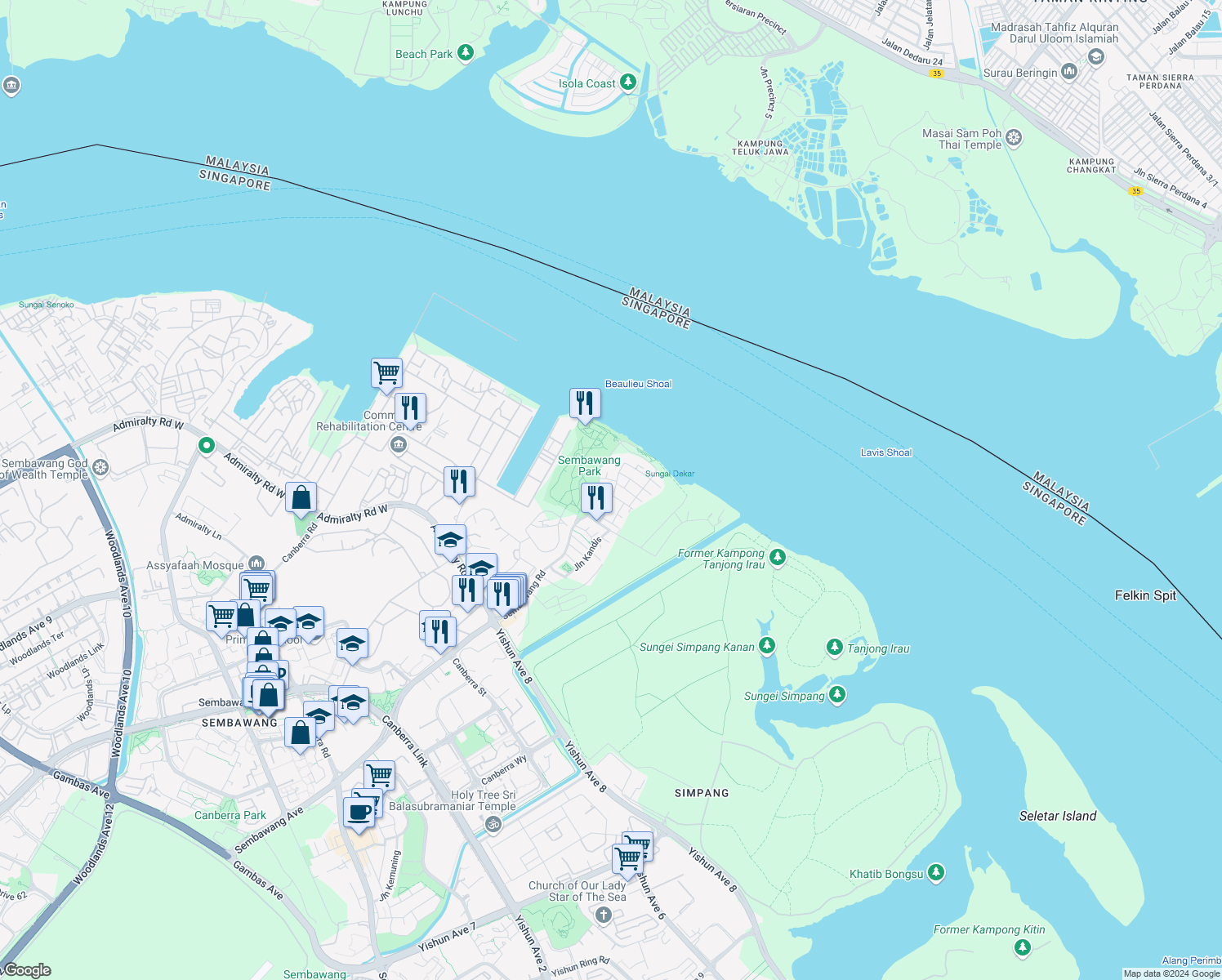 map of restaurants, bars, coffee shops, grocery stores, and more near in Singapore