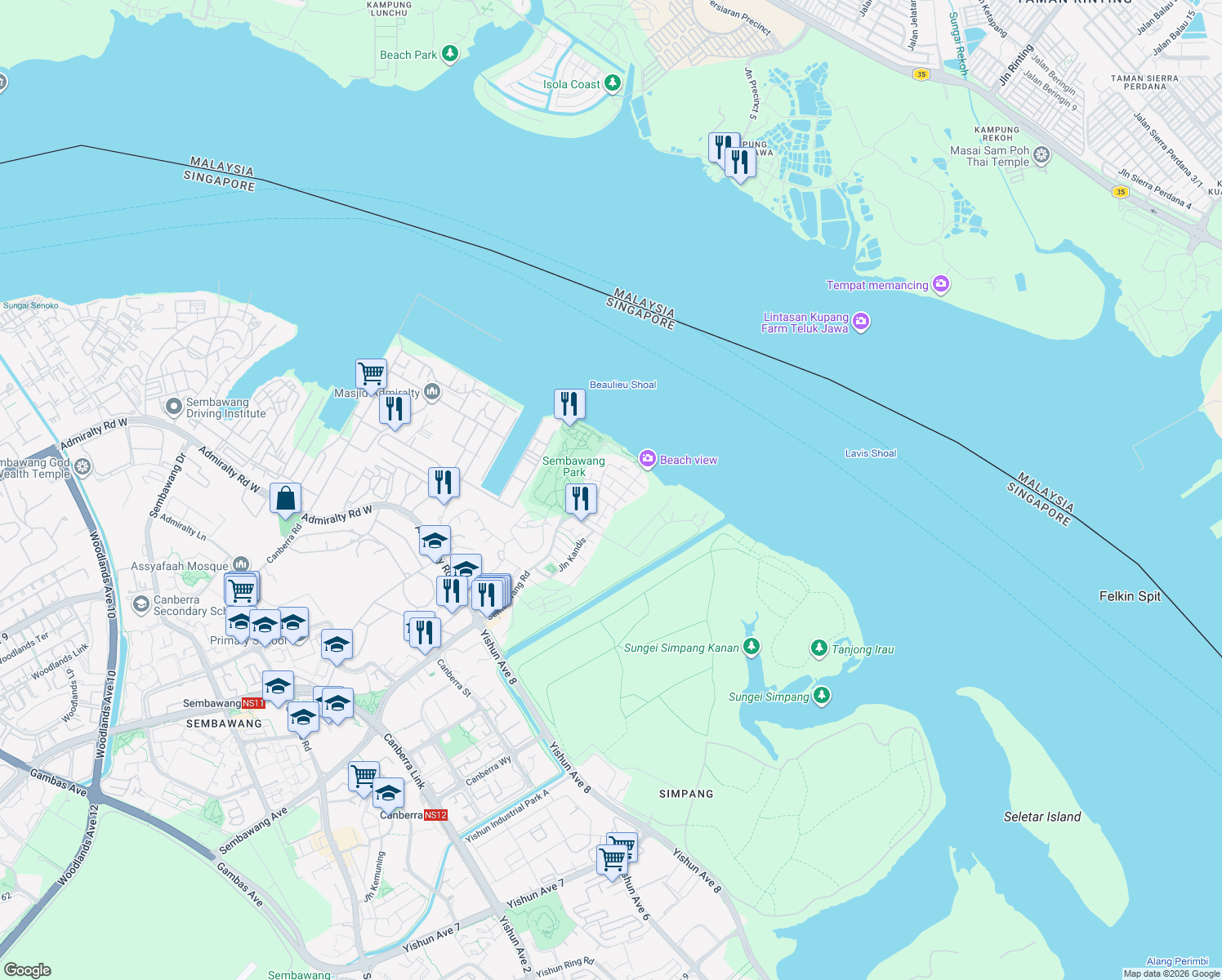 map of restaurants, bars, coffee shops, grocery stores, and more near in Singapore