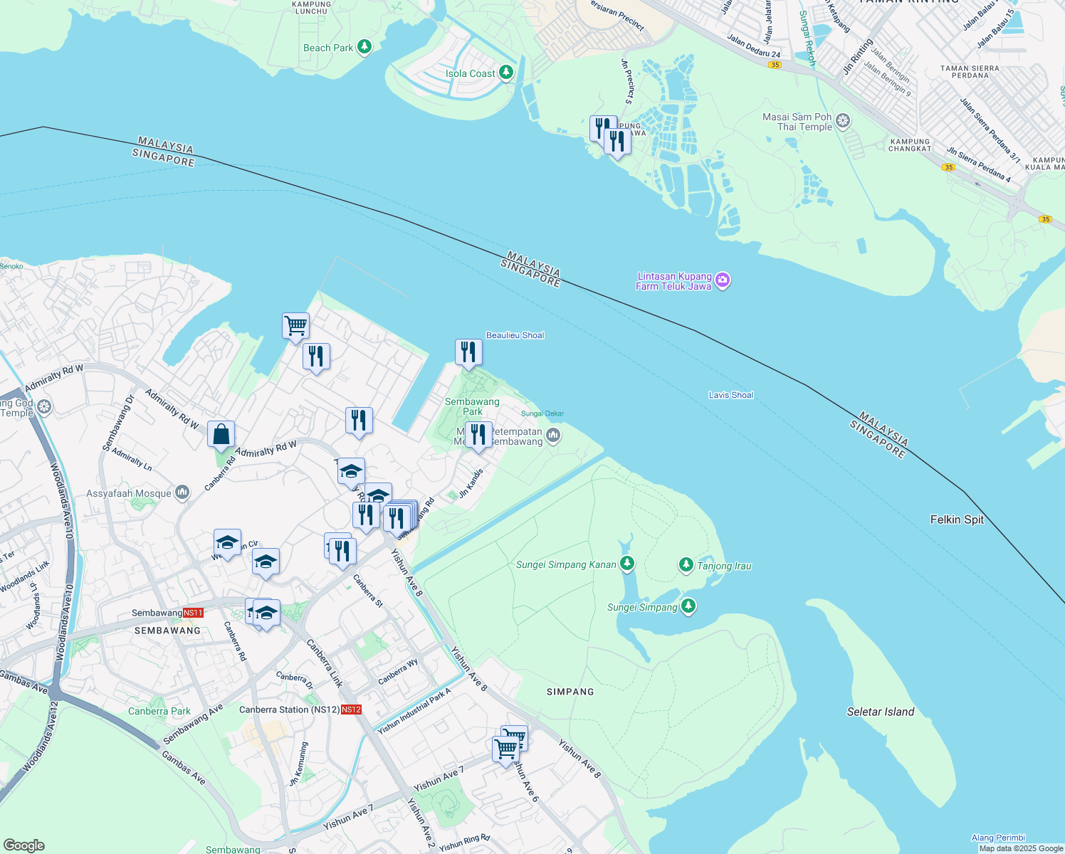 map of restaurants, bars, coffee shops, grocery stores, and more near in Singapore