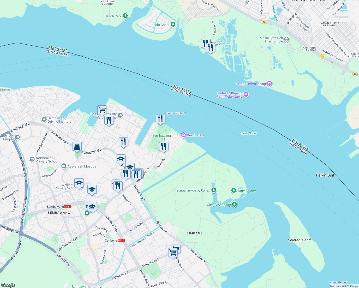 map of restaurants, bars, coffee shops, grocery stores, and more near in Singapore