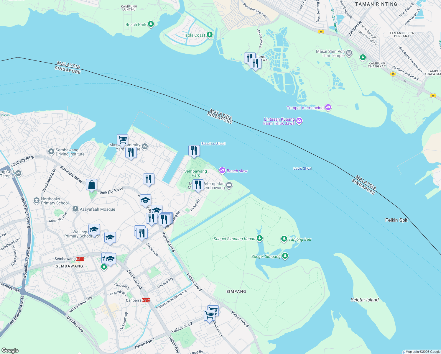 map of restaurants, bars, coffee shops, grocery stores, and more near in Singapore