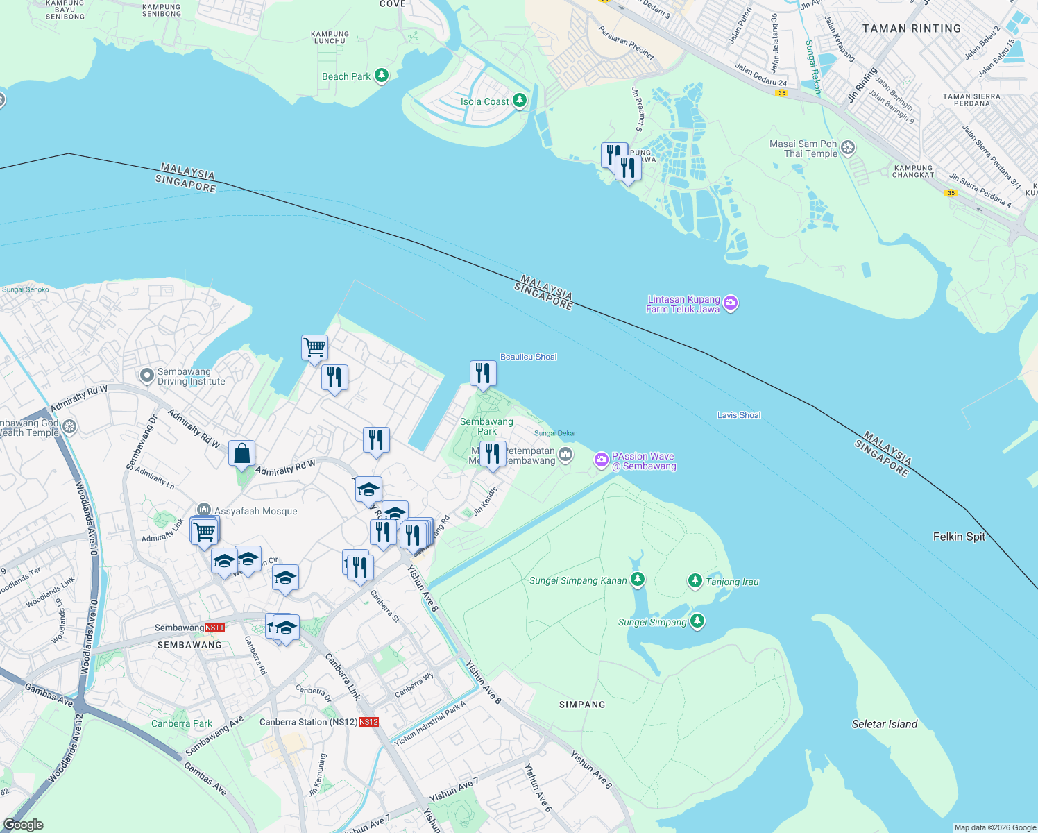 map of restaurants, bars, coffee shops, grocery stores, and more near in Singapore
