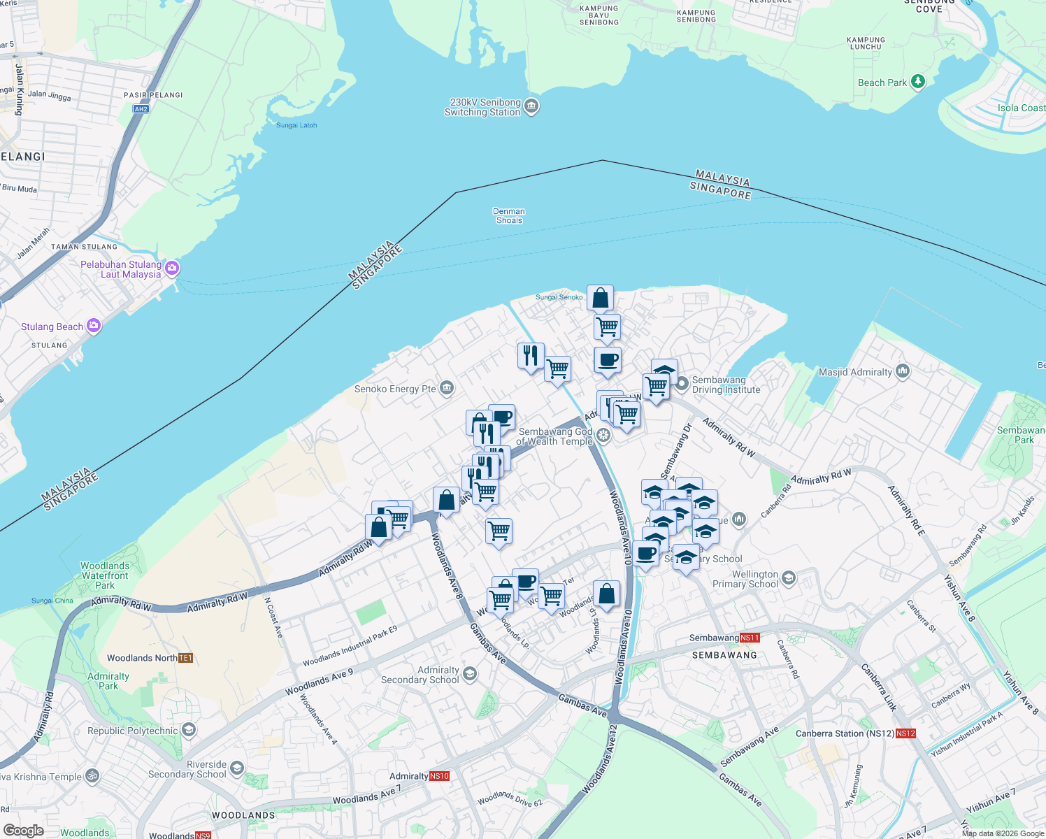 map of restaurants, bars, coffee shops, grocery stores, and more near in Singapore