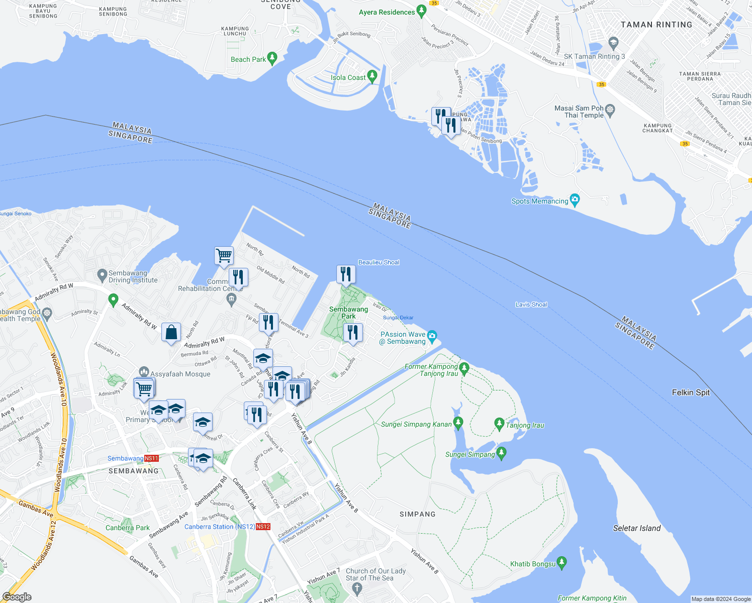 map of restaurants, bars, coffee shops, grocery stores, and more near in Singapore