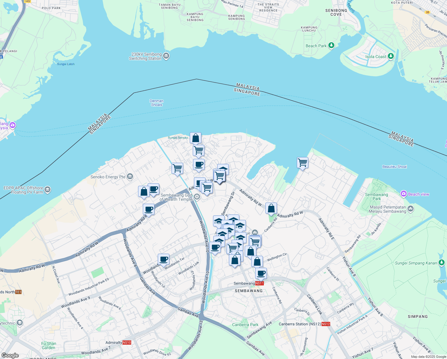 map of restaurants, bars, coffee shops, grocery stores, and more near in Singapore