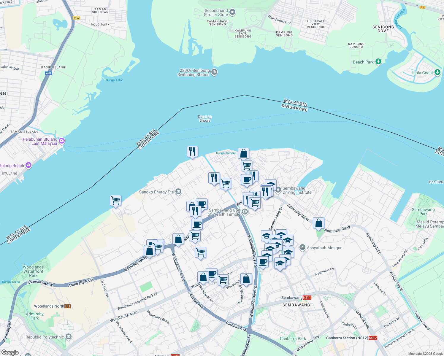 map of restaurants, bars, coffee shops, grocery stores, and more near in Singapore
