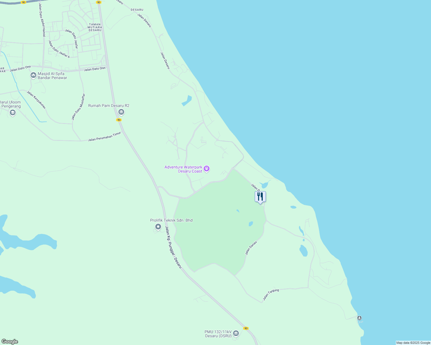 map of restaurants, bars, coffee shops, grocery stores, and more near No. 4 Jalan Danau in Bandar Penawar