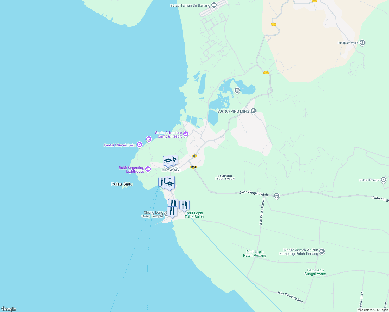 map of restaurants, bars, coffee shops, grocery stores, and more near in Senggarang